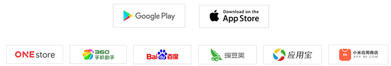 アプリマーケットバナー（google play, App store, ONE store, Baidu, etc.）
